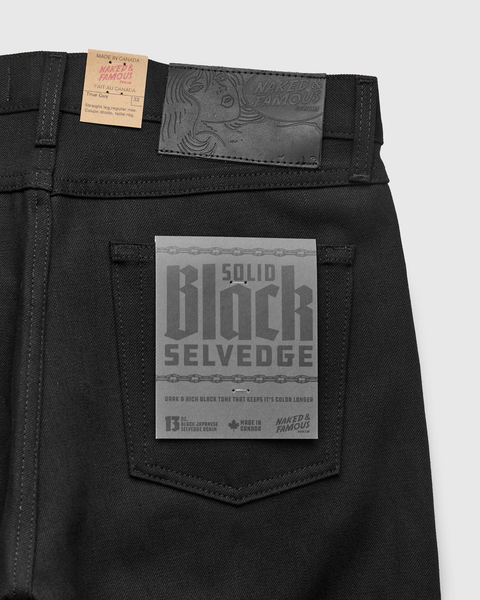 "Solid Black" 13oz Selvedge Denim - True Guy Fit - Image 4