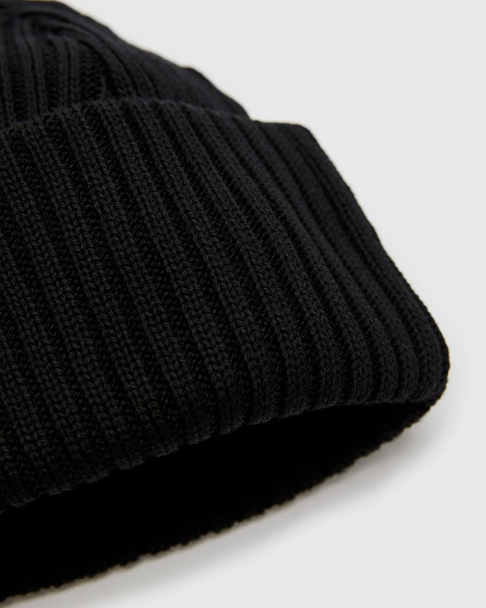 Solid Wool Knit Cap in Black - Image 2