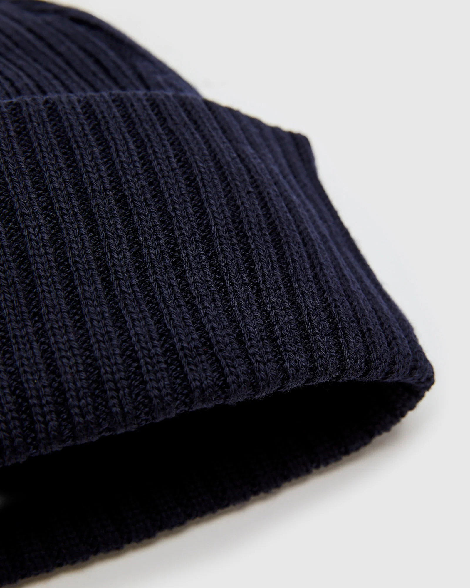 Solid Wool Knit Cap in Navy - Image 2