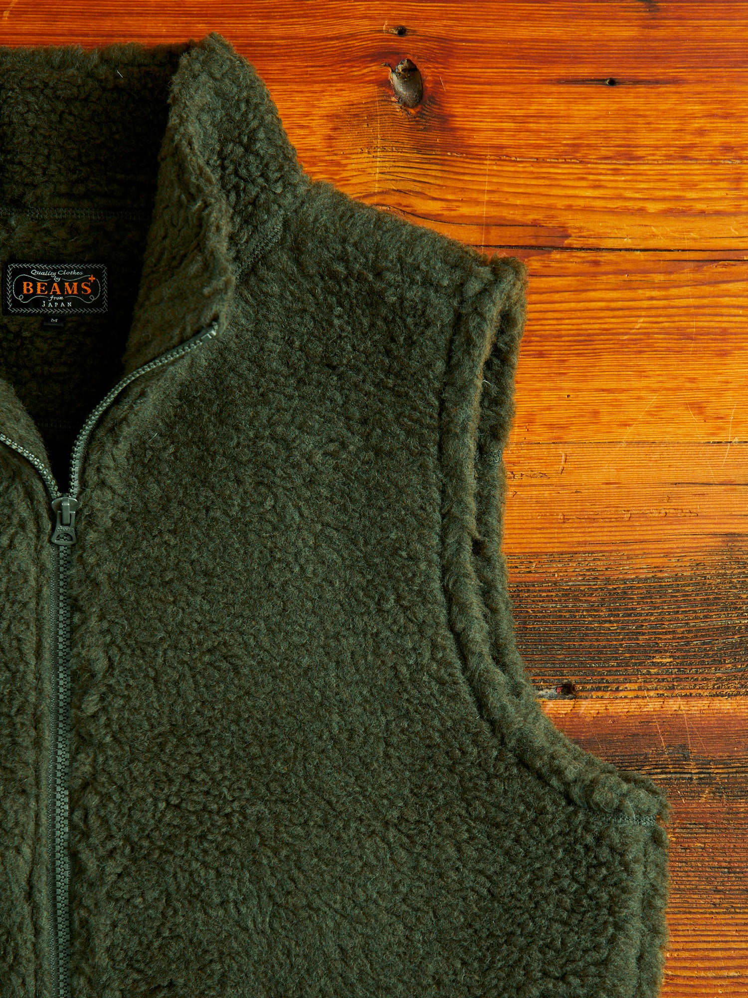 Stand Collar Boa Fleece Vest in Forest - Image 4