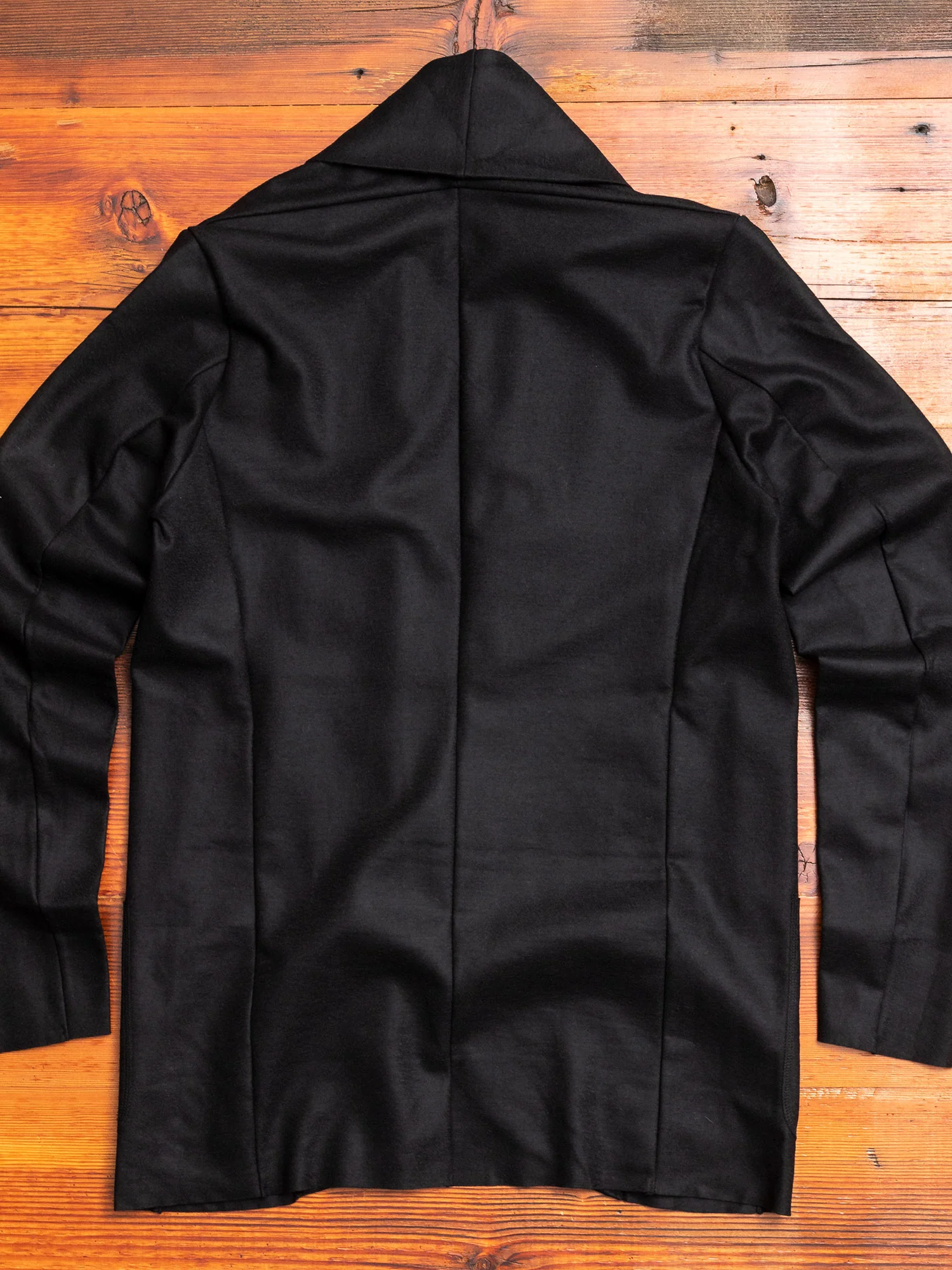 Stole Collar Cardigan in Black Wool - Image 6