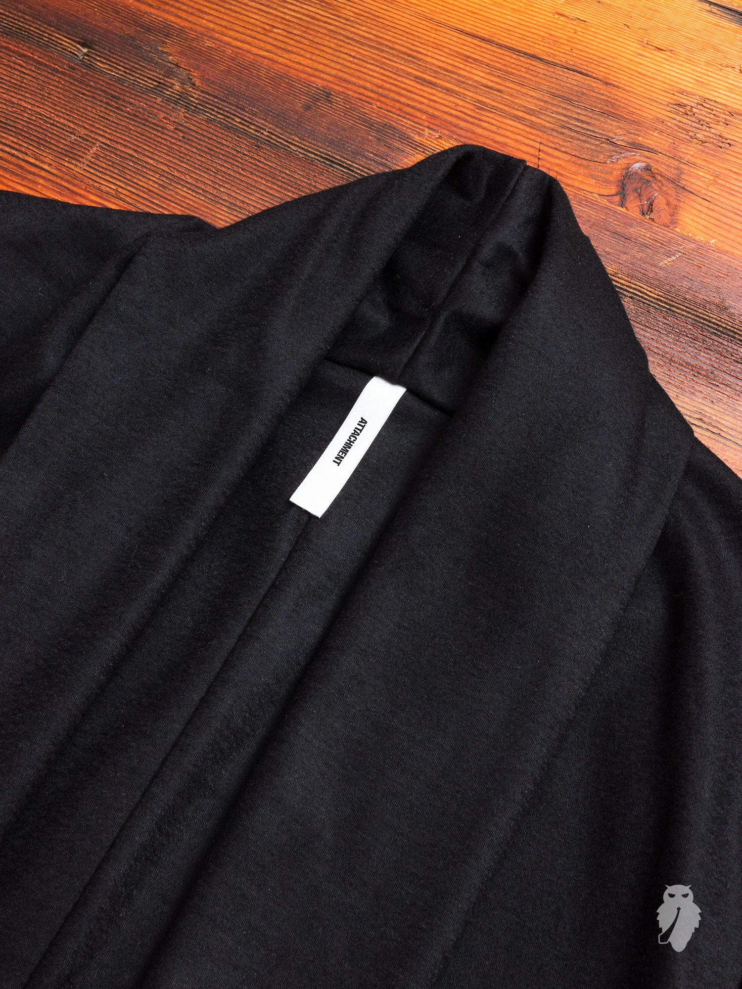 Stole Collar Long Cardigan in Black Wool - Image 3