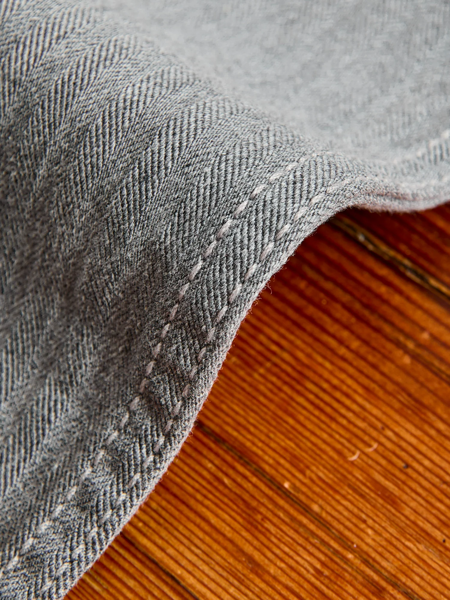 Stretch Herringbone Trousers in Heather Grey - Image 9