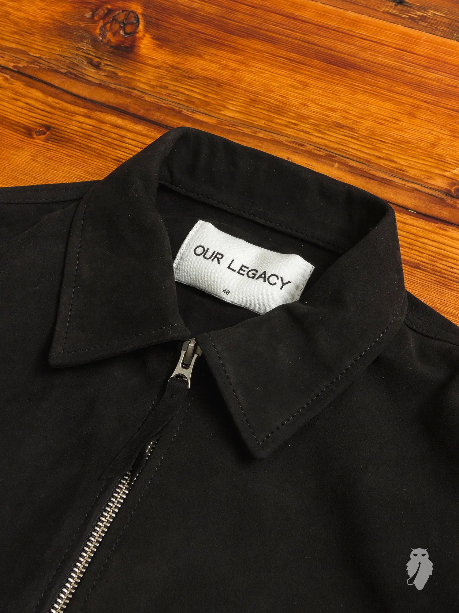 Suede Zip Shirt in Black - Image 3