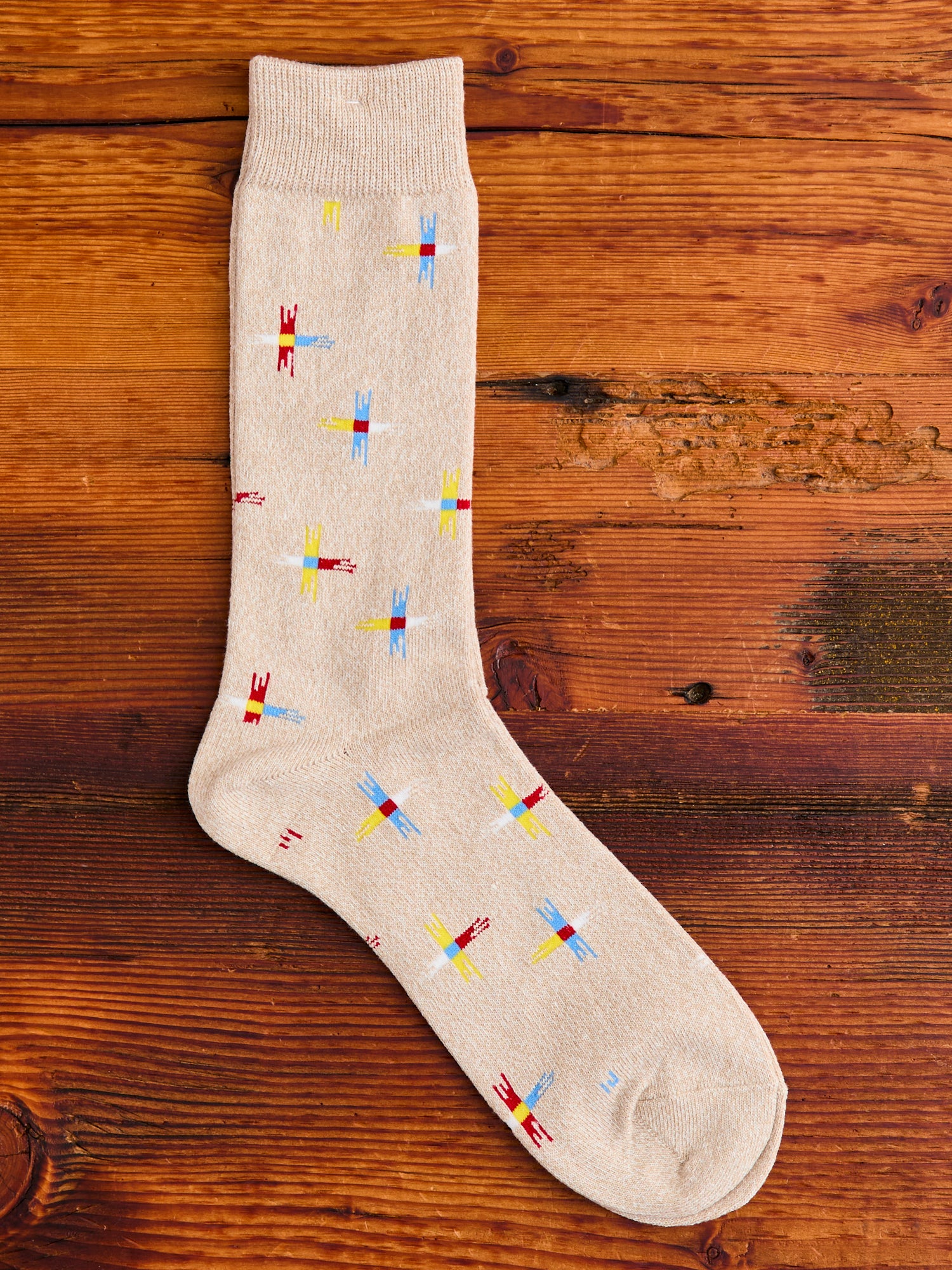 Sun Cross Crew Sock in Beige - Image 2