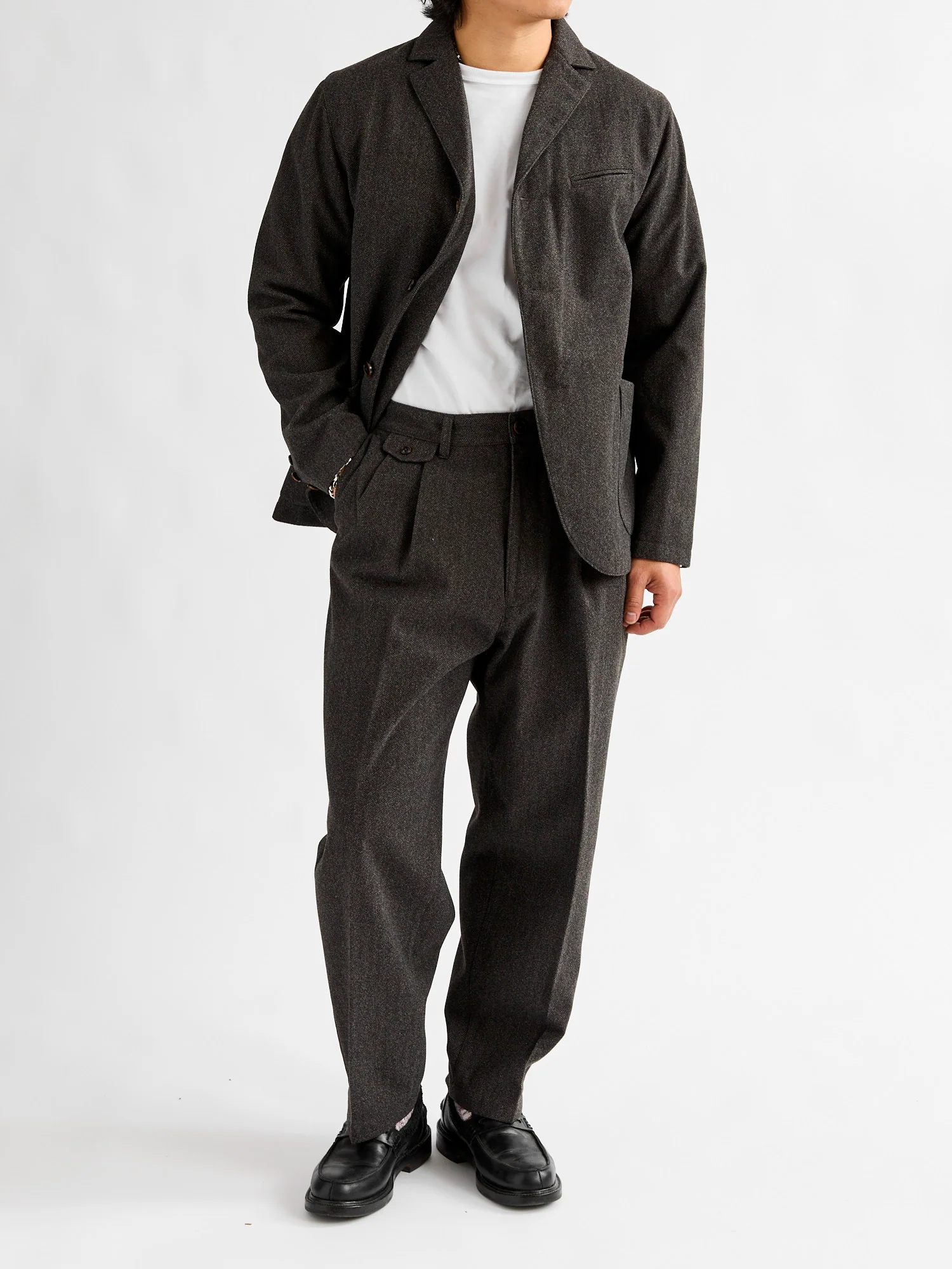Tailored Sack Jacket in Brown Herringbone - Image 12
