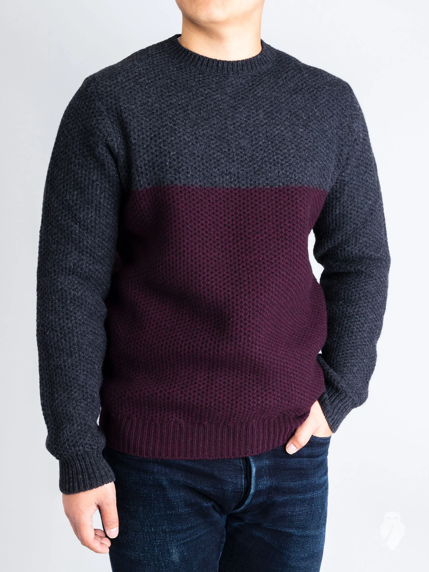 "Talon" Crewneck Sweater in Merlot - Image 2