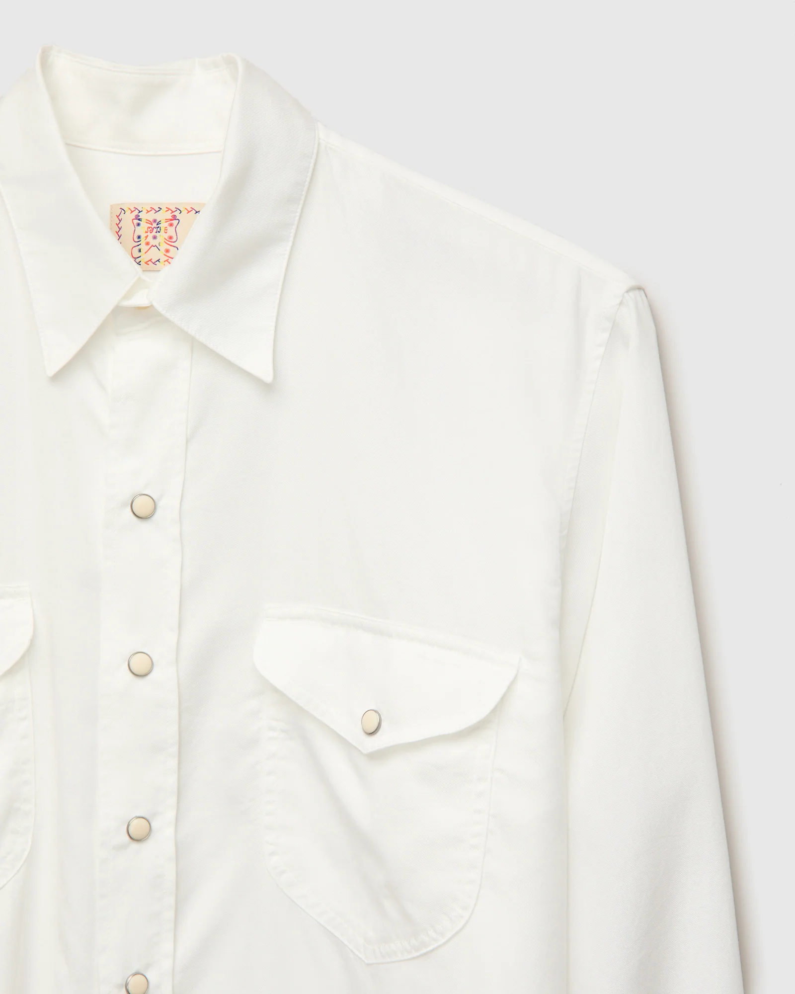 Tencel Gabardine Pearlsnap Shirt in Natural - Image 3