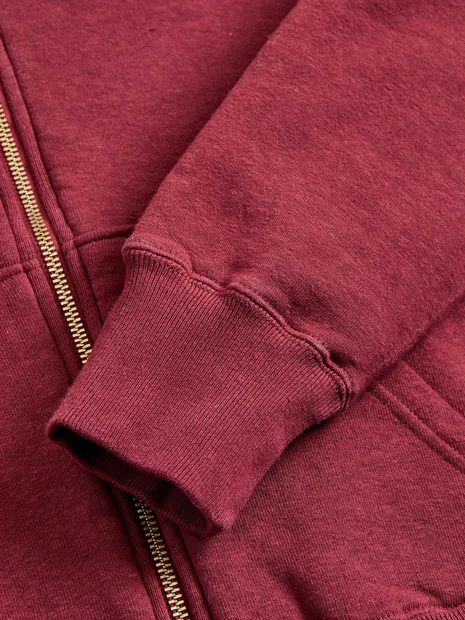Tsuriami Loopwheel Zip Hoodie in Burgundy - Image 7
