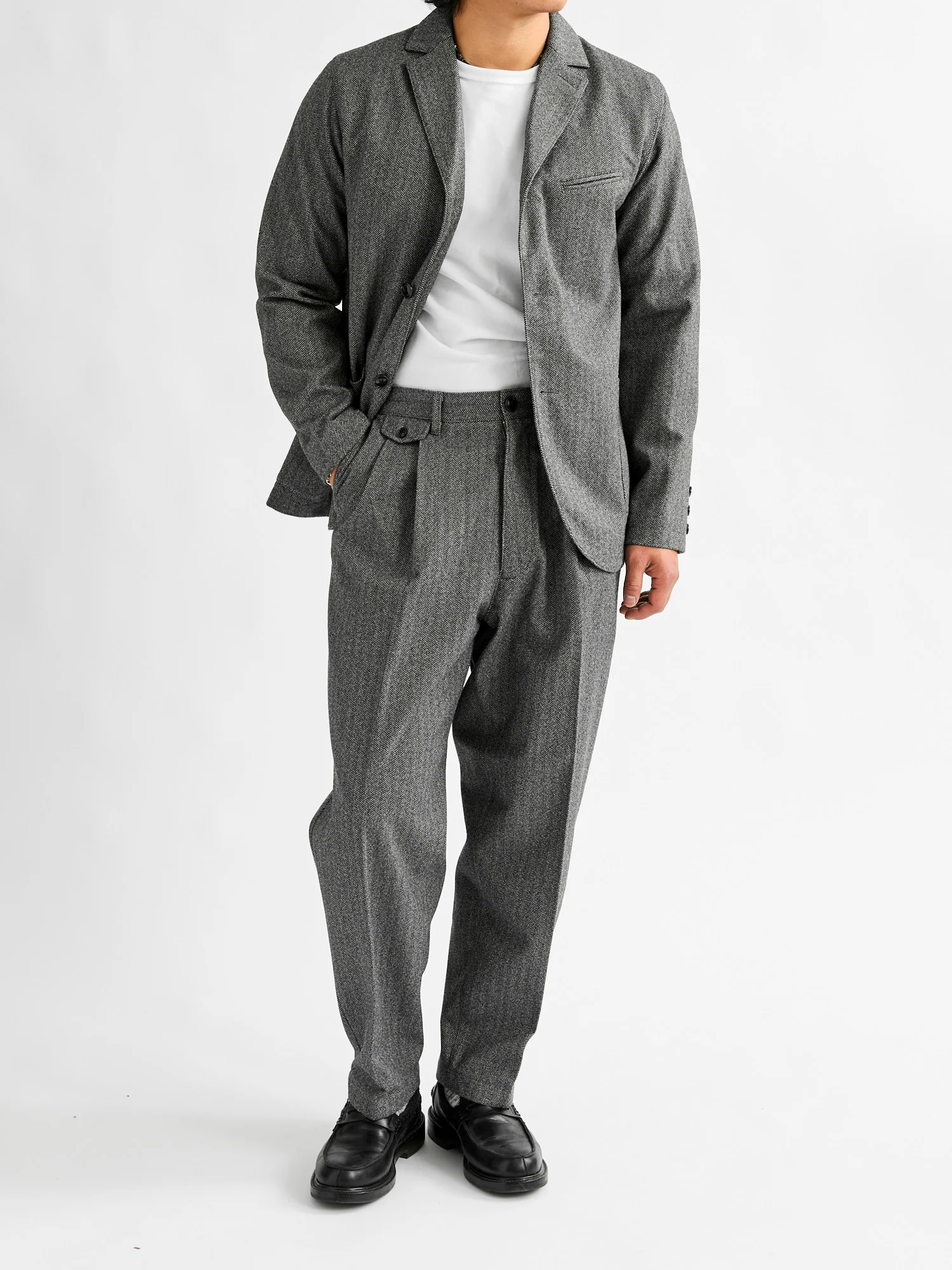 Two-Pleat Suit Trousers in White Herringbone - Image 12