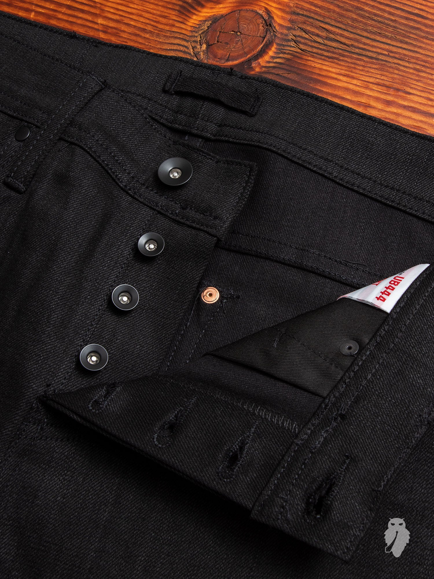 UB444 Black Stretch Selvedge Denim - Tight Fit - Image 6