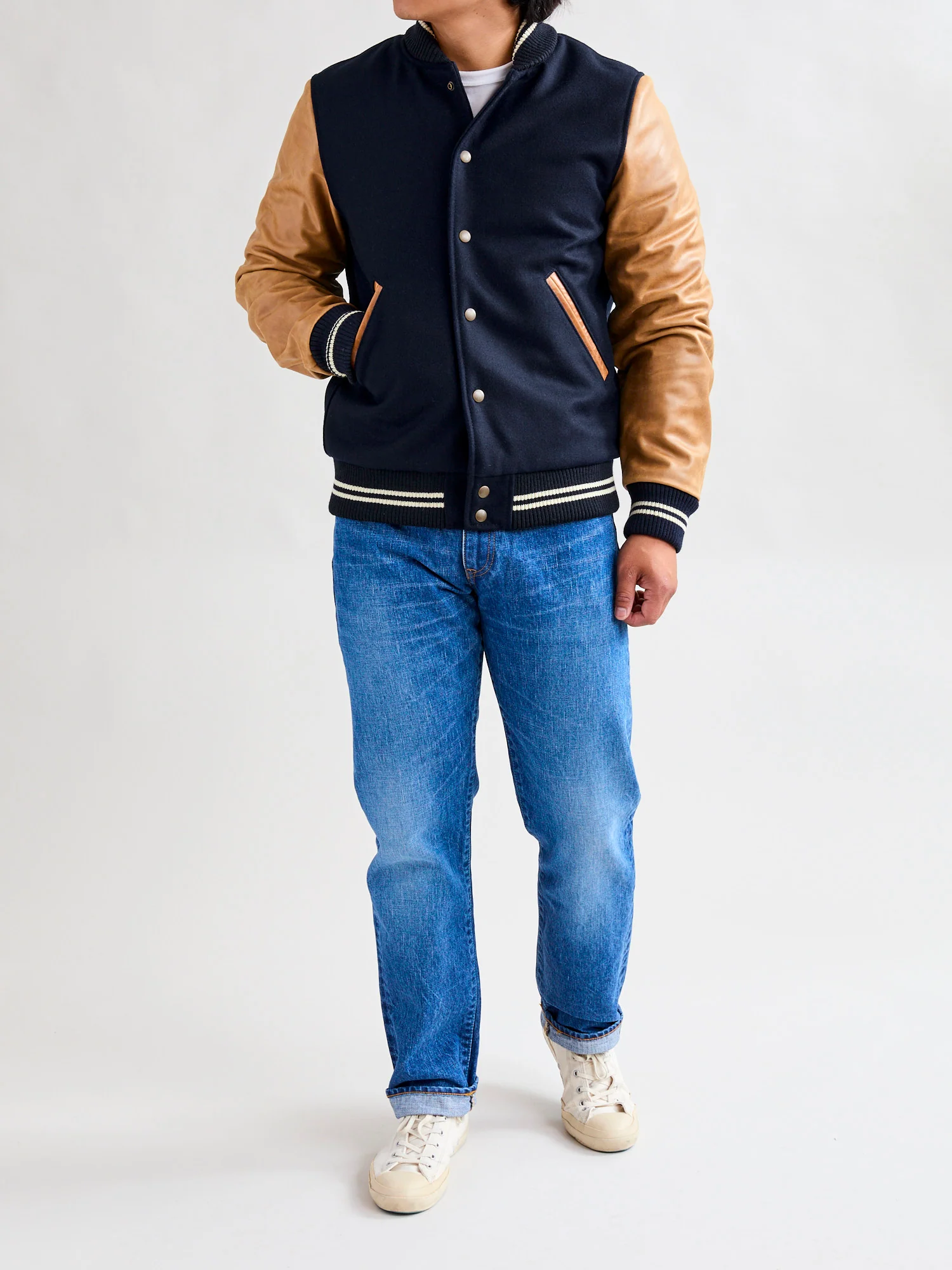 Varsity Jacket in Navy/Rust - Image 13