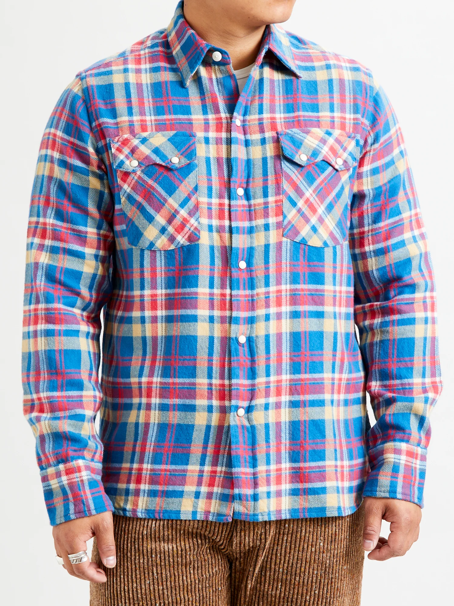 Washed Flannel Pearl Snap Shirt in Northwoods Plaids - Image 2