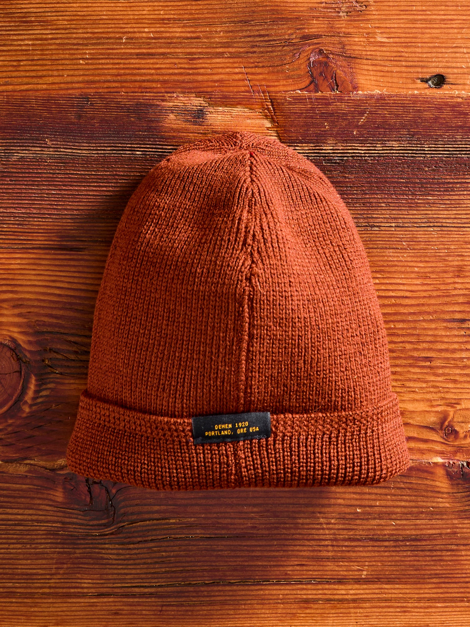 Wool Knit Watch Cap in Tobacco - Image 2