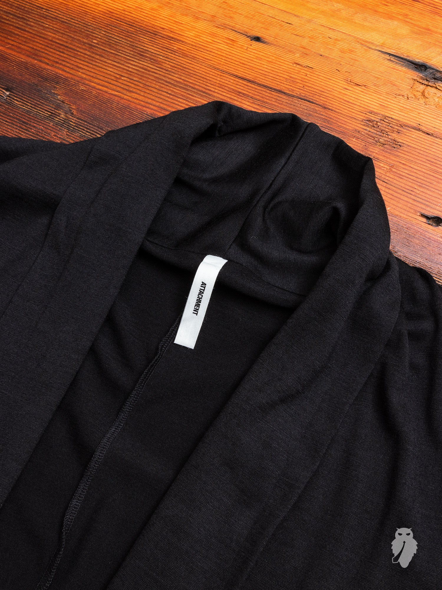 Wool Stole Collar Cardigan in Black - Image 3