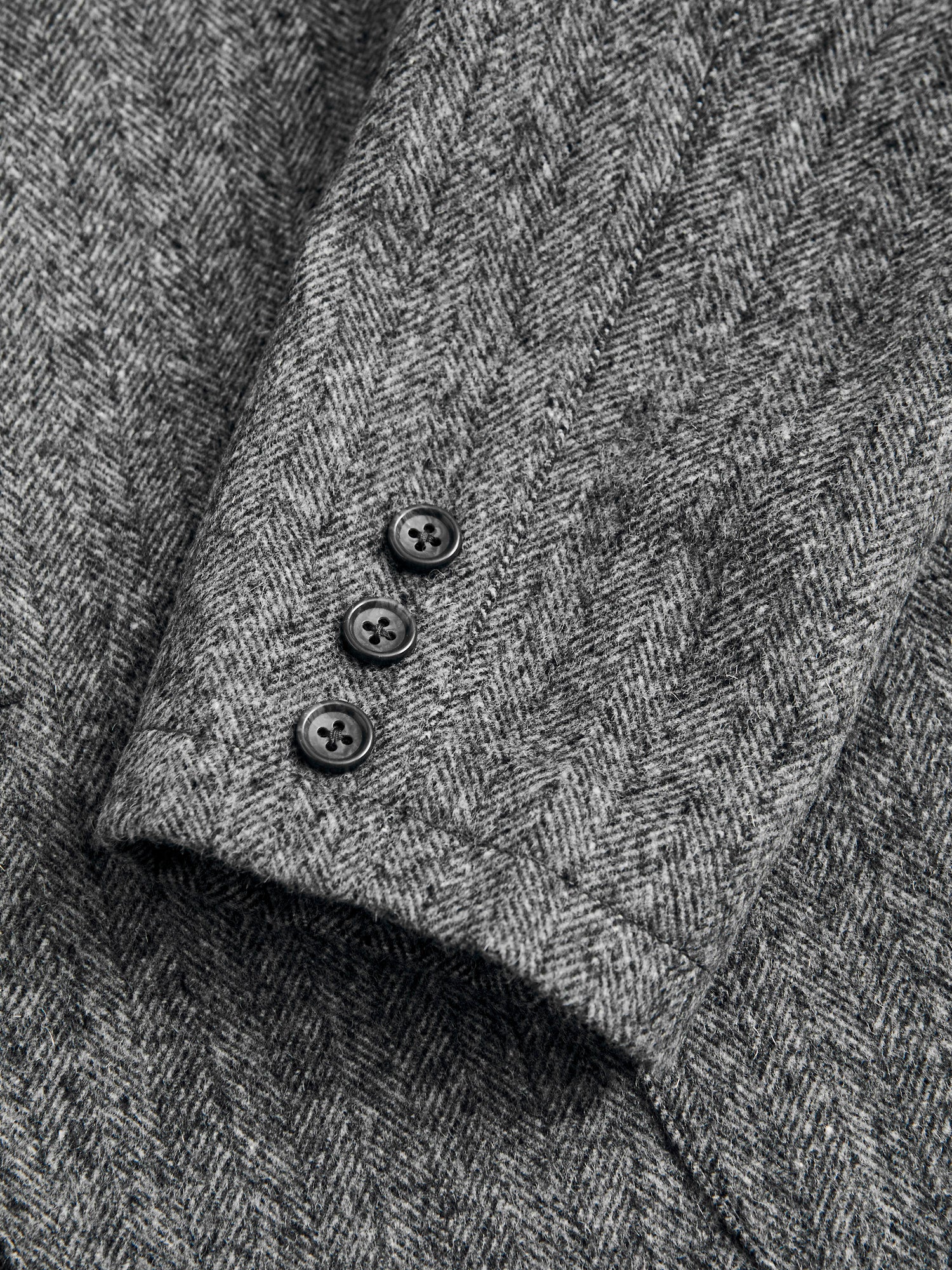 Wool Tailored Jacket in Black Herringbone - Image 10