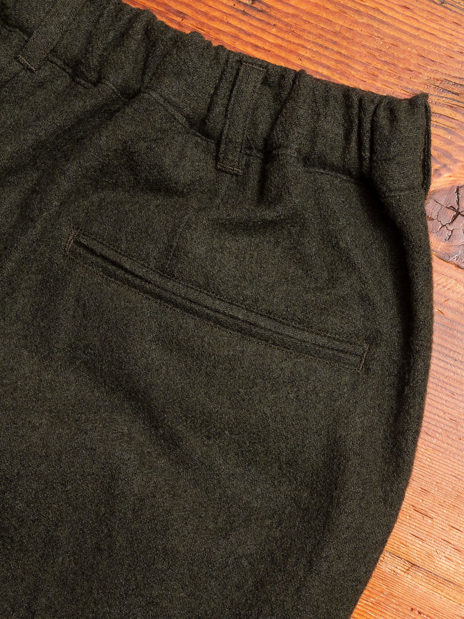 Wool Tapered Pants in Olive - Image 9