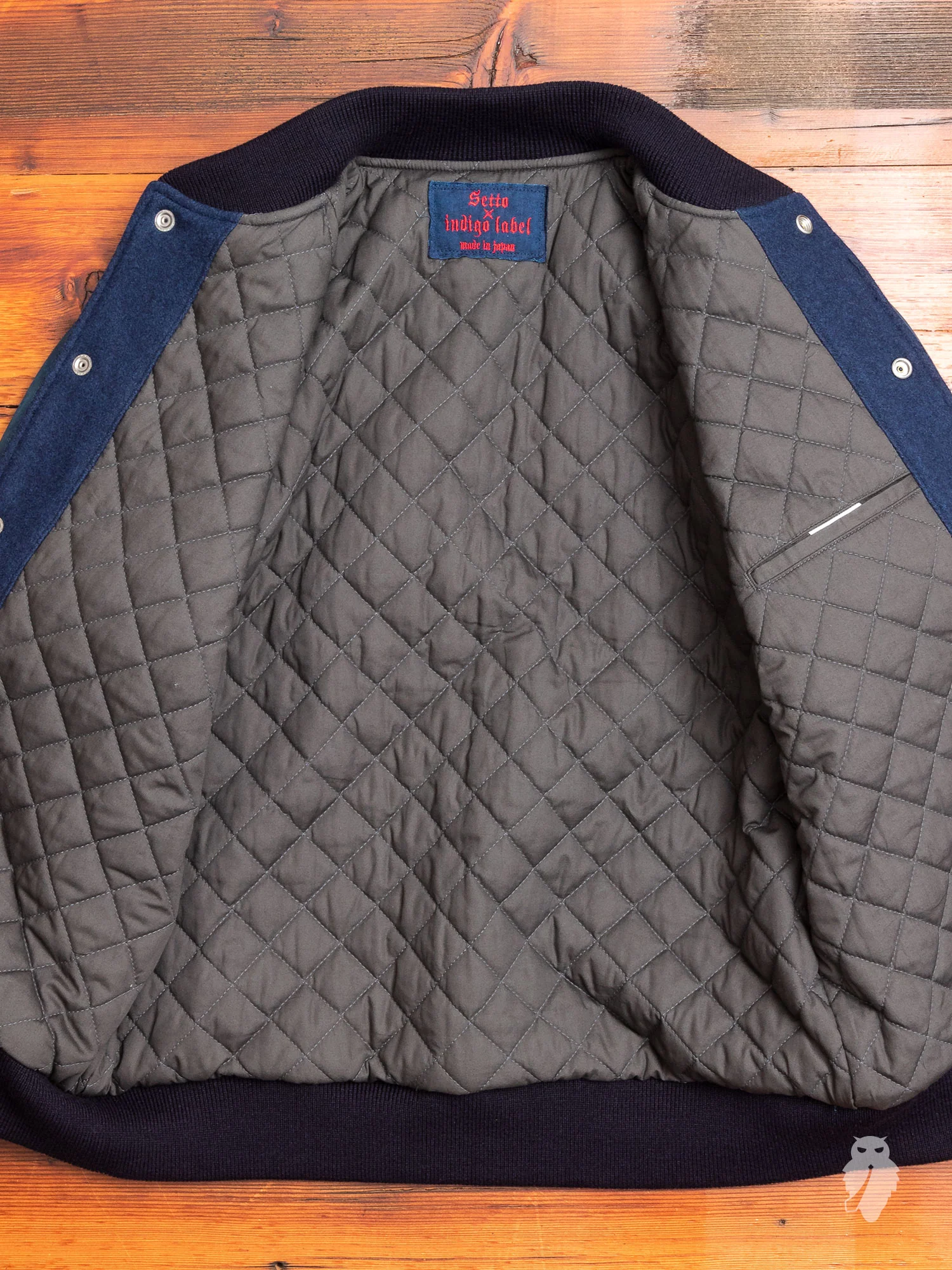 Wool Varsity Jacket in Indigo - Image 8