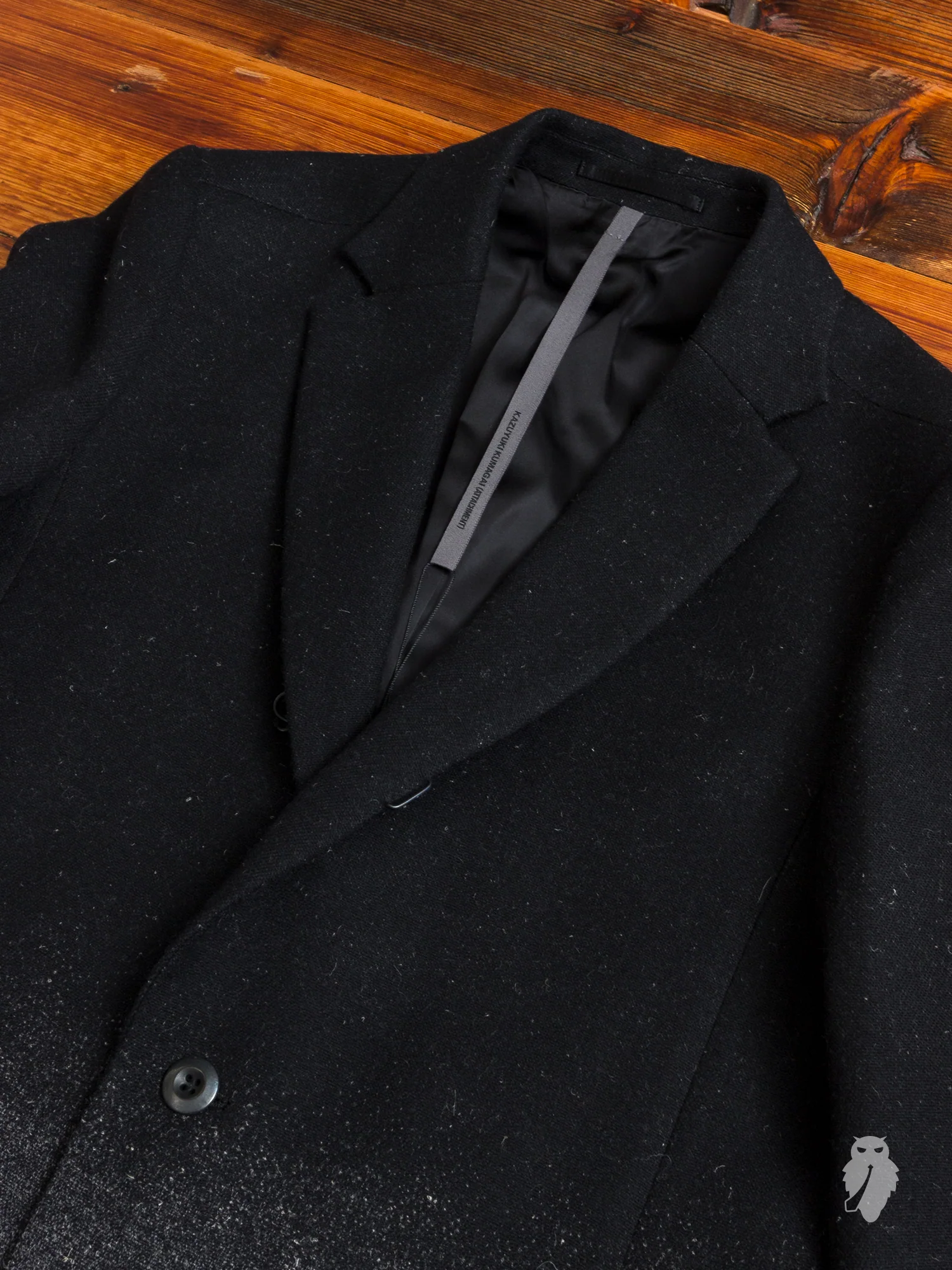 Woven Gradient Chesterfield Coat in Black - Image 3