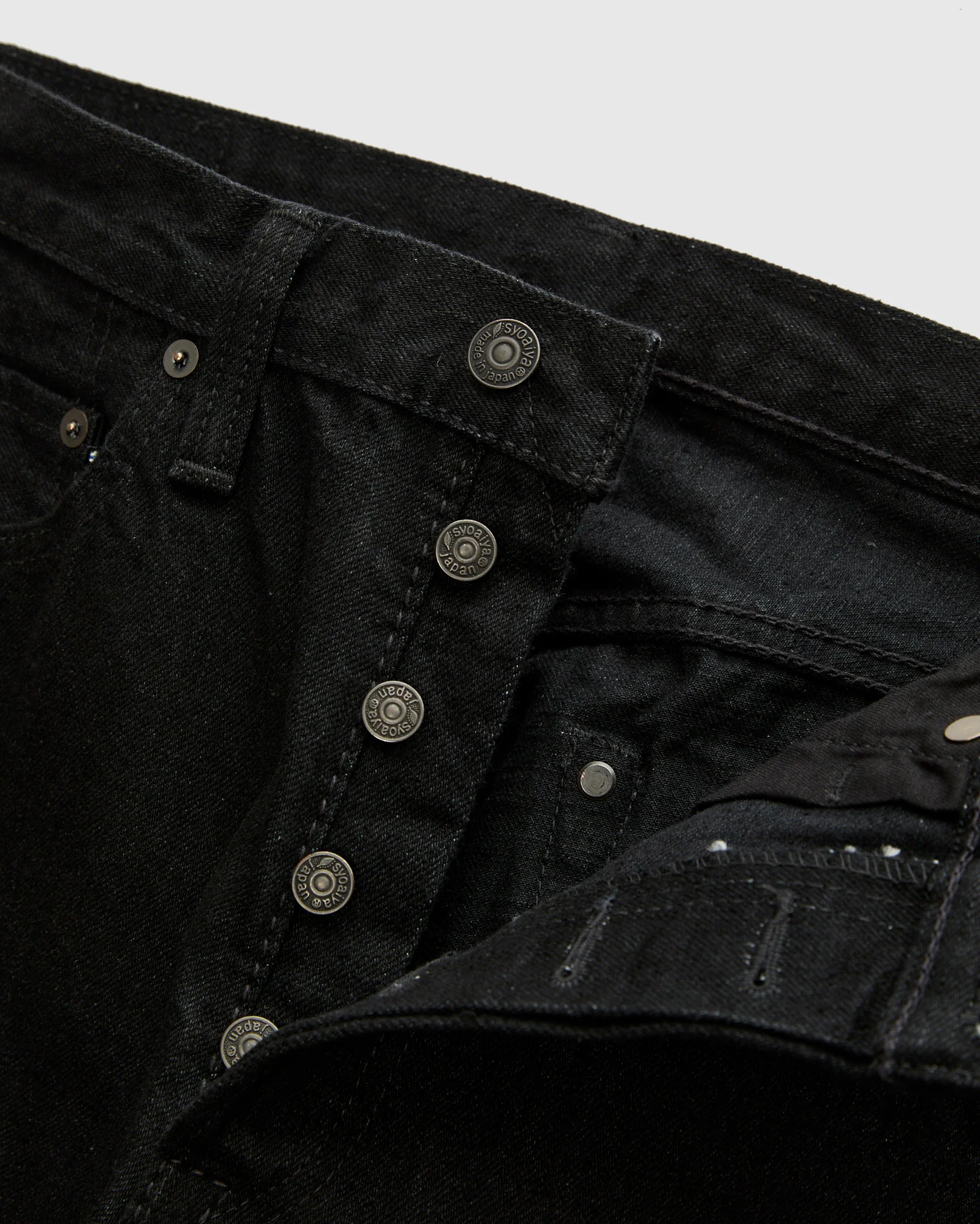 XX-003-BK 14oz Rinsed Double Black Selvedge Denim - Regular Straight Fit - Image 8