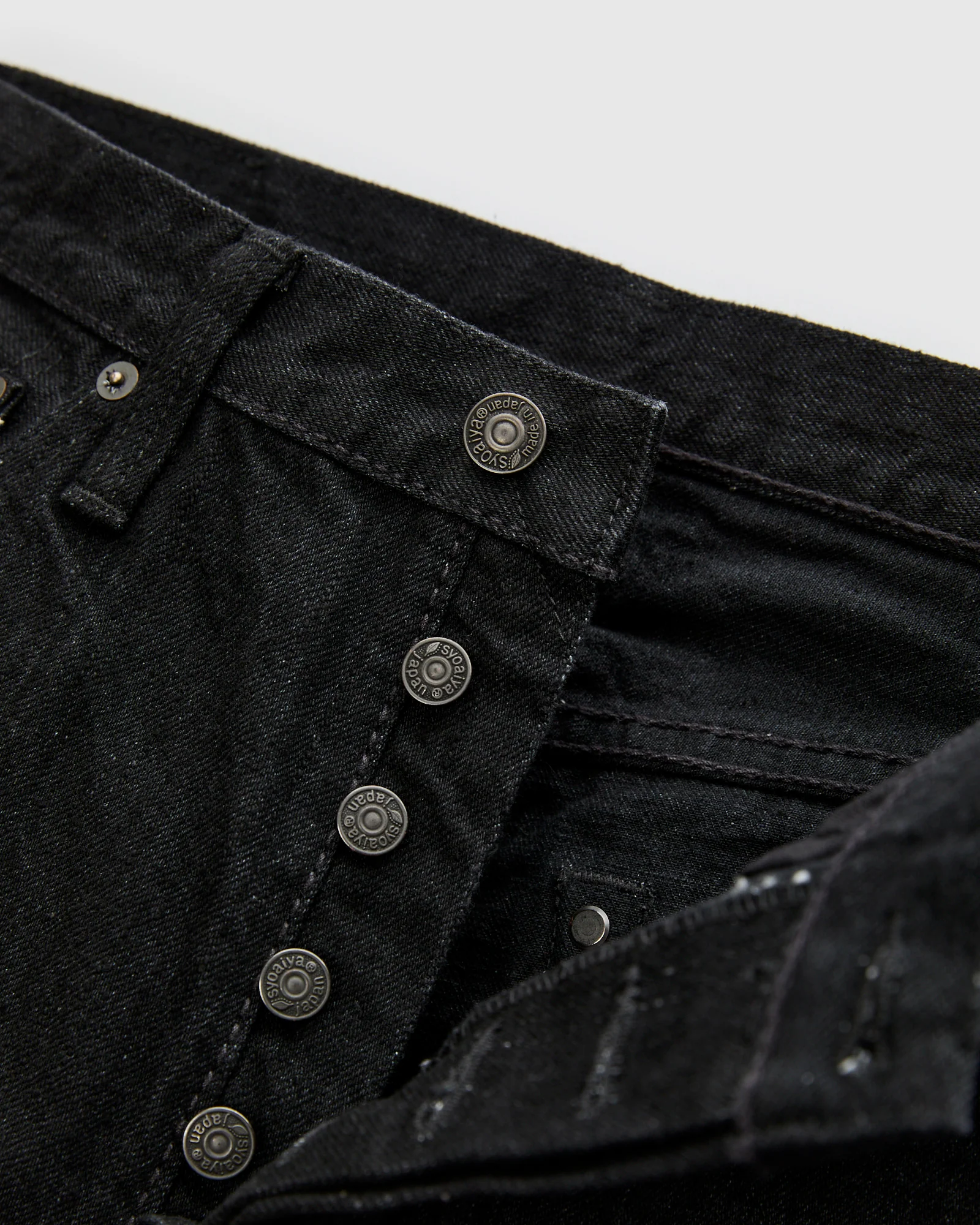 XX-019-BK 14oz Rinsed Double Black Selvedge Denim - Relaxed Tapered Fit - Image 7
