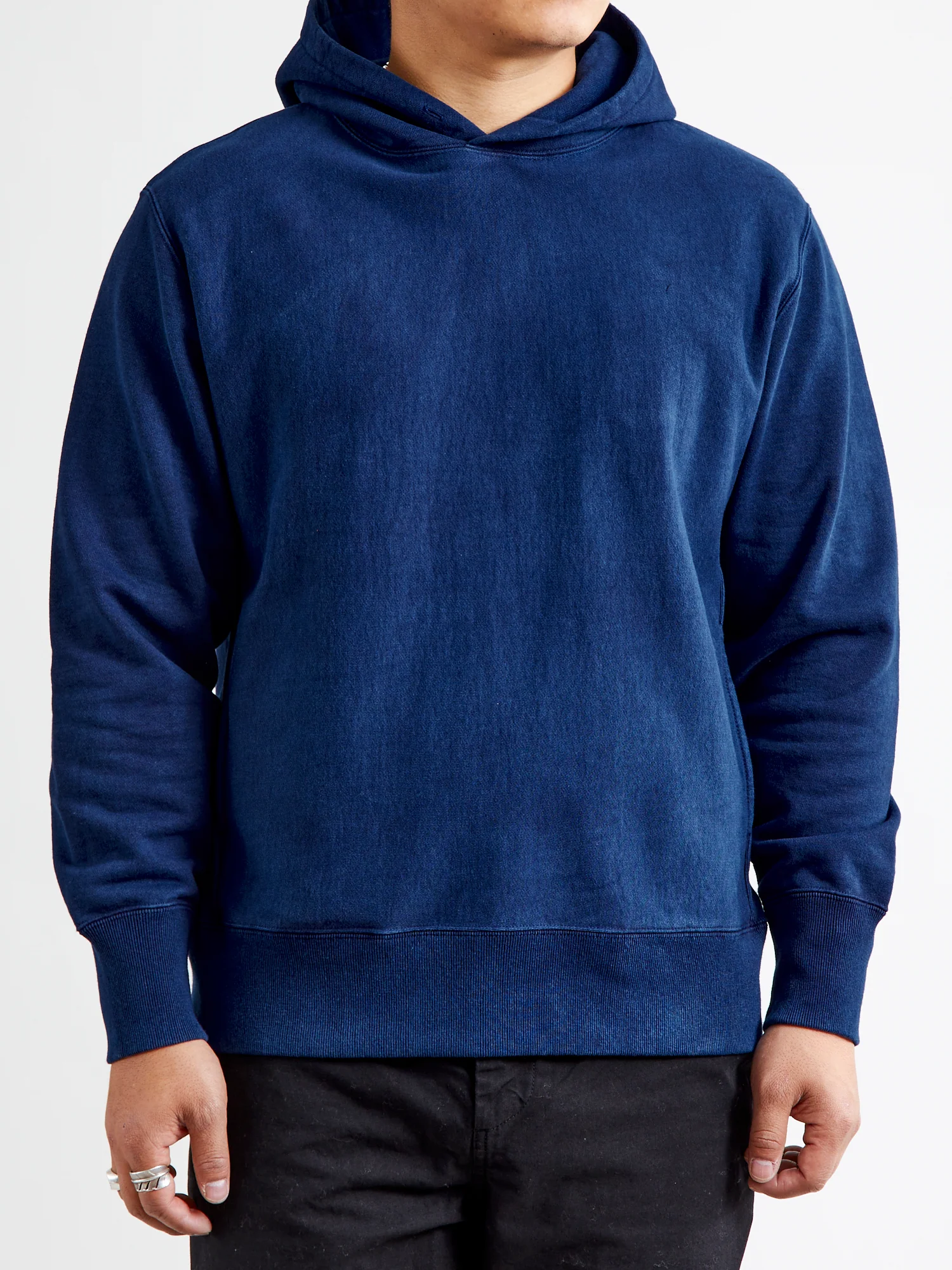Yarn-Dyed Pullover Hoodie in Indigo - Image 2