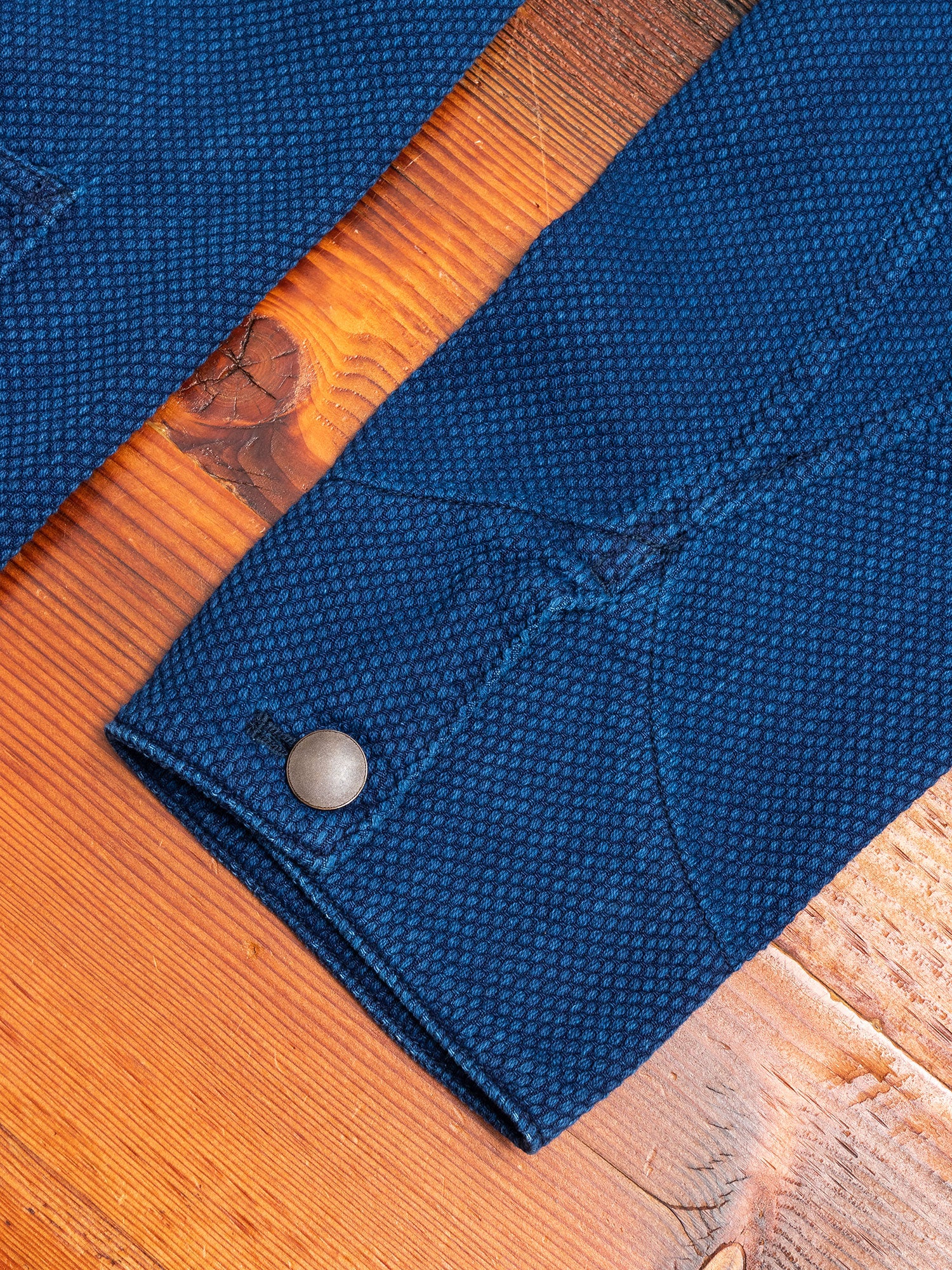 Yarn Dyed Sashiko Railroad Jacket in Indigo - Image 9