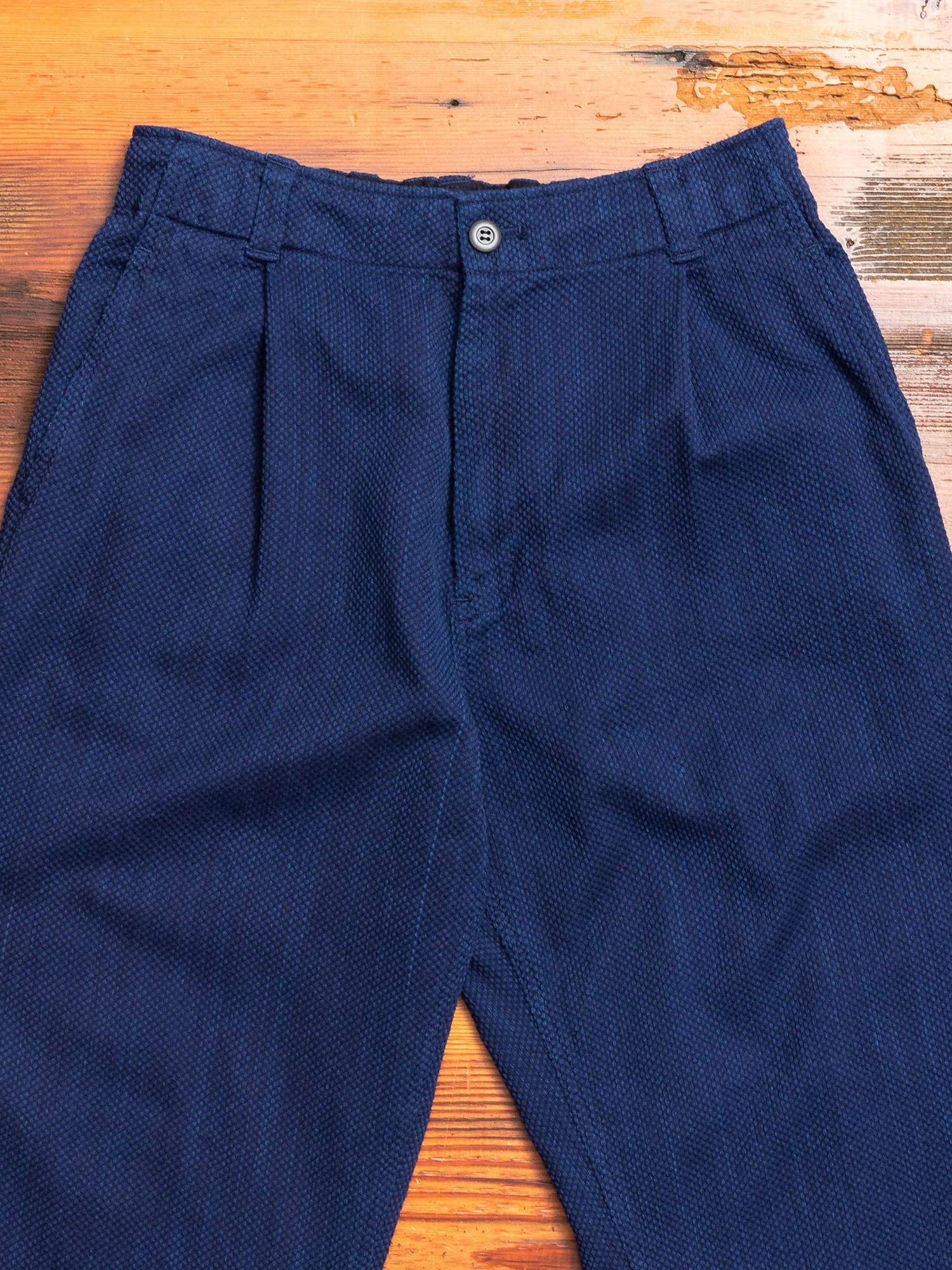 Yarn Dyed Sashiko Work Trouser in Indigo - Image 3